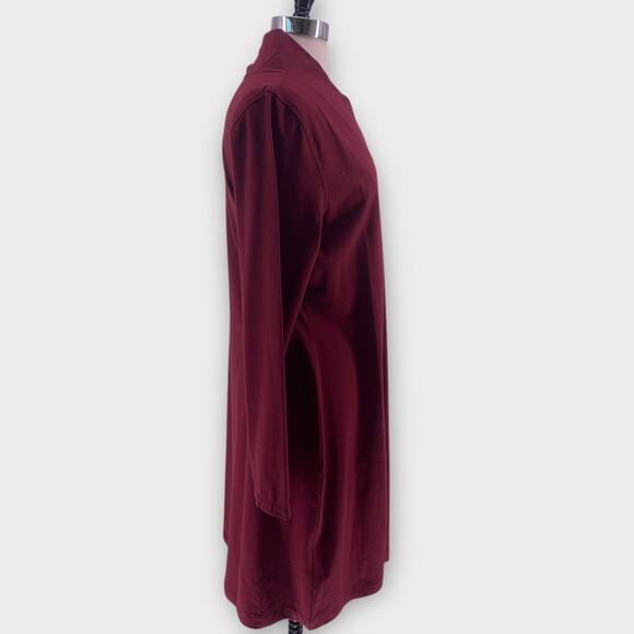 Sahalie Midi Dress Maroon Long Sleeve Stretch Boho Lagenlook Minimalist XL - Picture 3 of 8